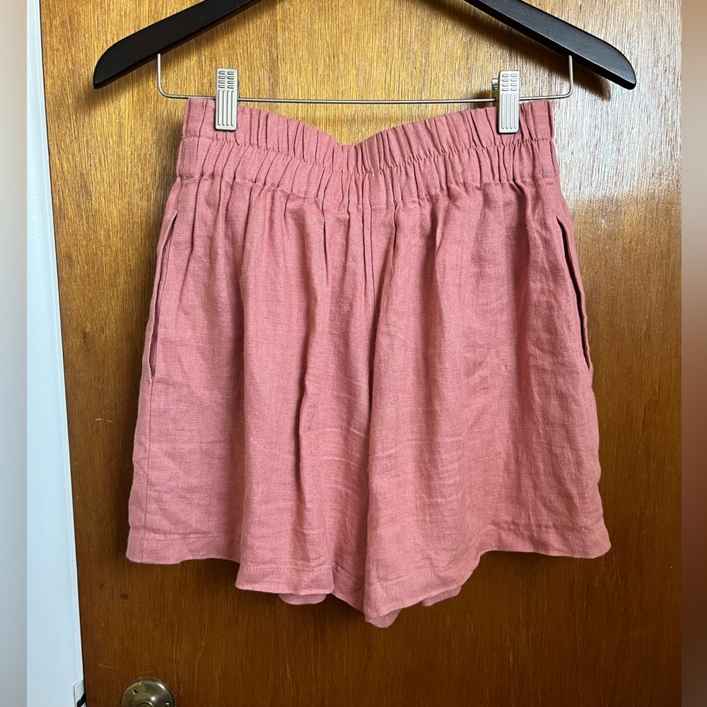 Handmade pink linen shorts, size XS